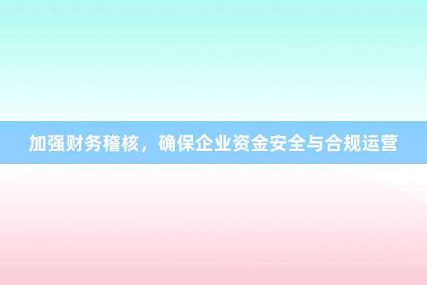 加强财务稽核，确保企业资金安全与合规运营