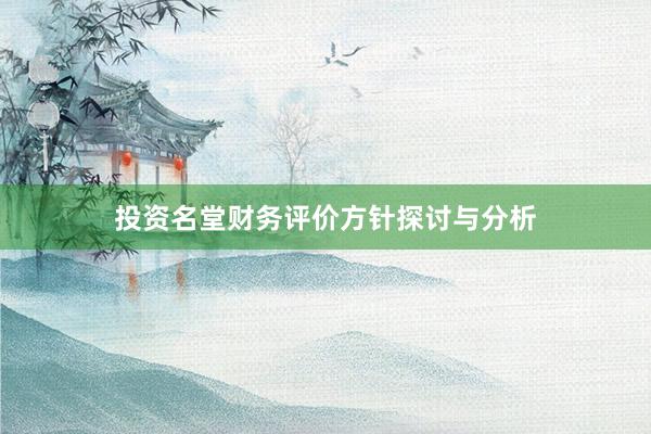 投资名堂财务评价方针探讨与分析